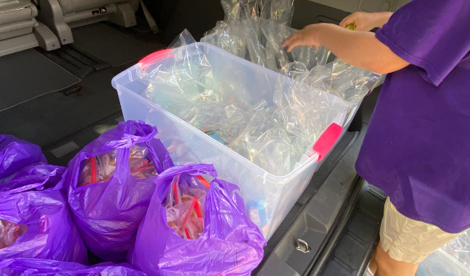 One Way Out Ministries Image of food and supplies for the One Way Out Homeless Outreach.